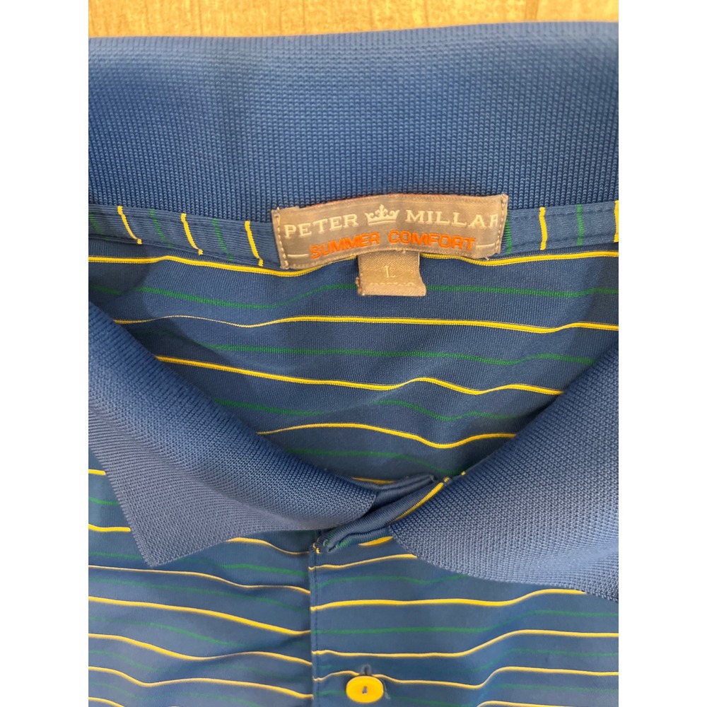 Peter‎ Millar Summer Comfort Polo Mens Large Blue Striped Telluride Golf Club